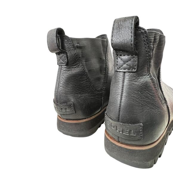 SOREL Harlow Chelsea Waterproof Leather Ankle Booties in Black Women’s 7.5 - Picture 9 of 13